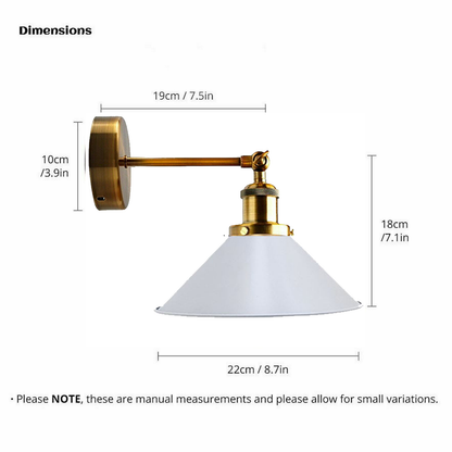 Wall Sconce With Yellow Brass with white Cone Shape Shade ~3512