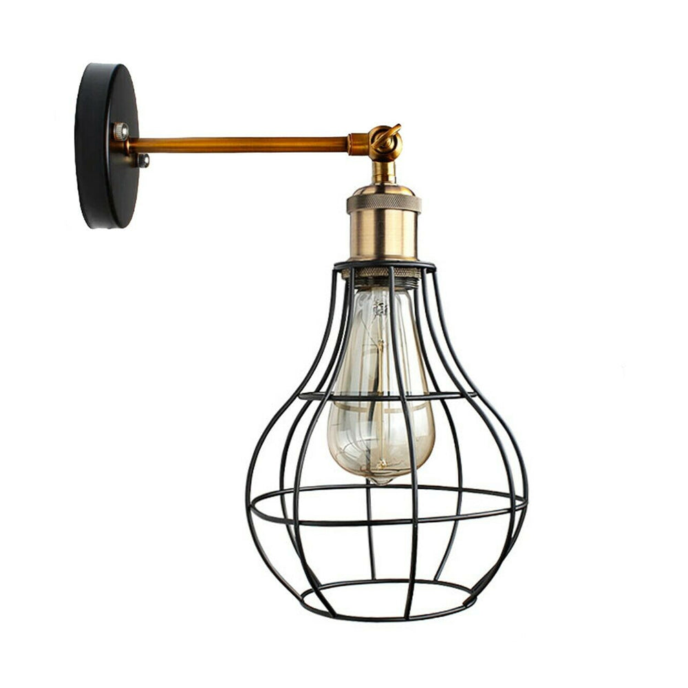 Vintage Industrial Wall Light with FREE Bulb Antique Retro Cage