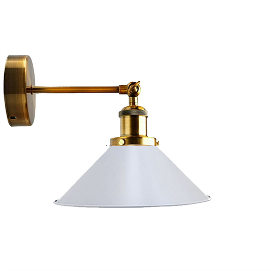 Wall Sconce With Yellow Brass with white Cone Shape Shade ~3512