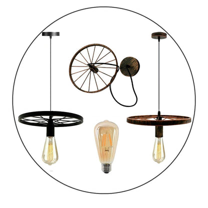 Modern Industrial Retro Pendant Lamp Ceiling Light Wheel Light for