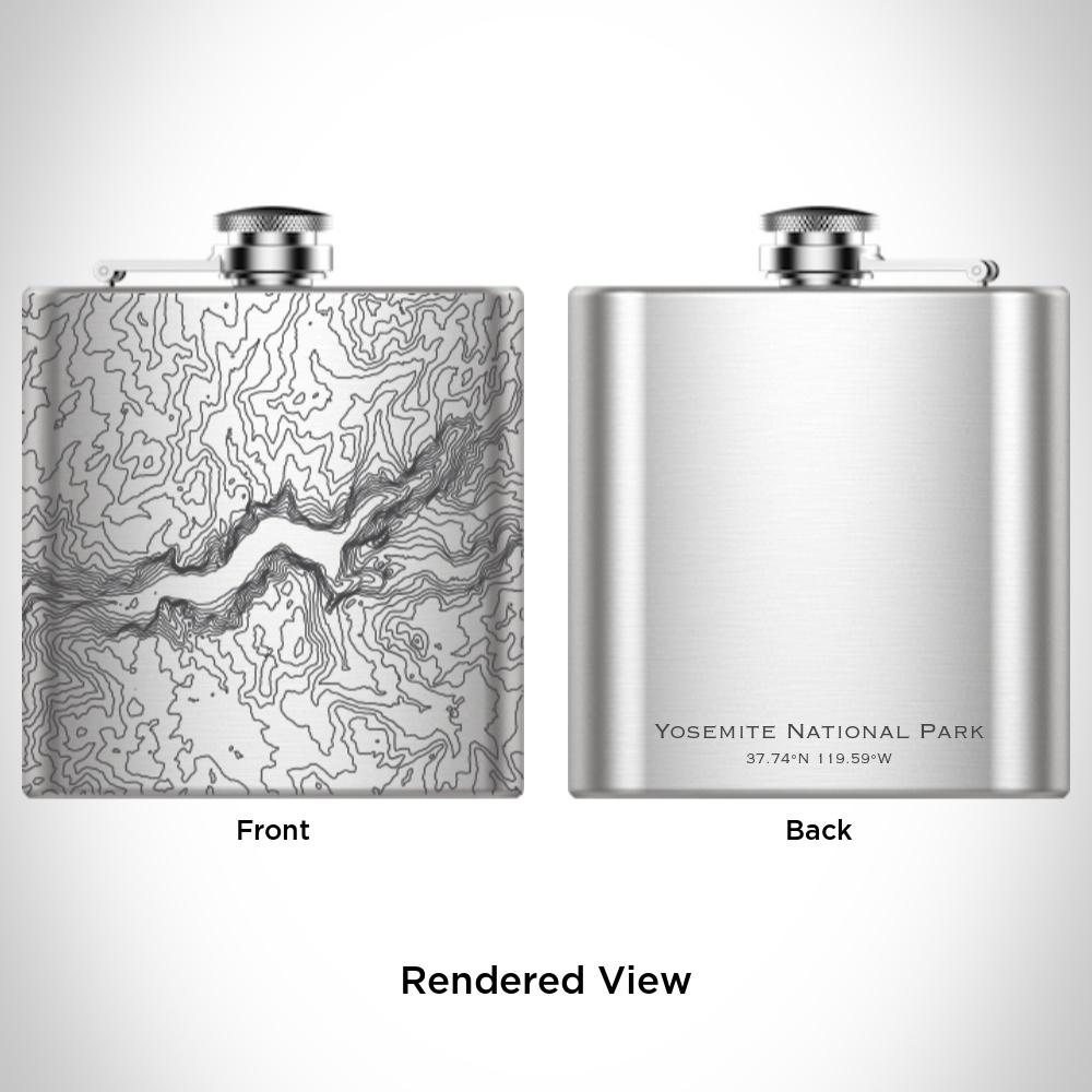 Yosemite National Park - California Map Hip Flask in Matte Black