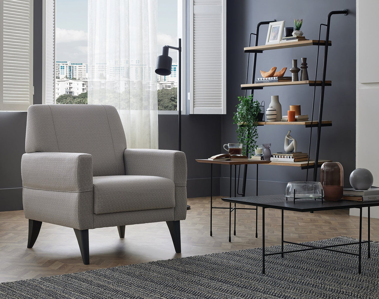 Enza Collection Astera Upholstered Accent Chair Grey