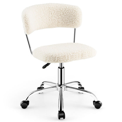 Computer Desk Chair Adjustable Sherpa Office Chair Swivel Vanity Chair