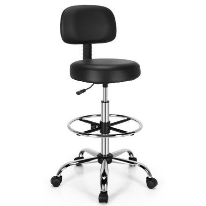 Swivel PU Leather Drafting Chair with Retractable Mid Back