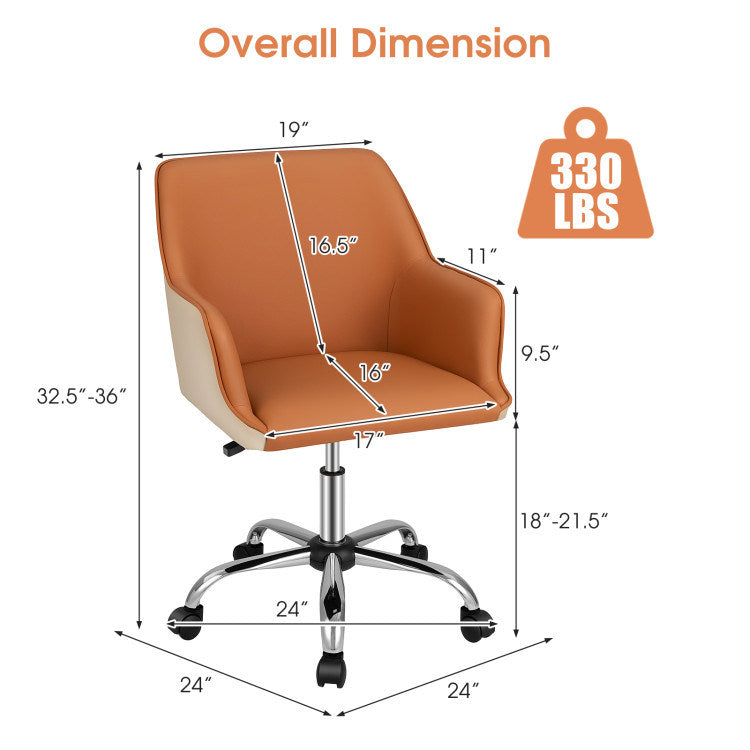 PU Covered Office Chair with Adjustable Height and Sponge Padded Cushion