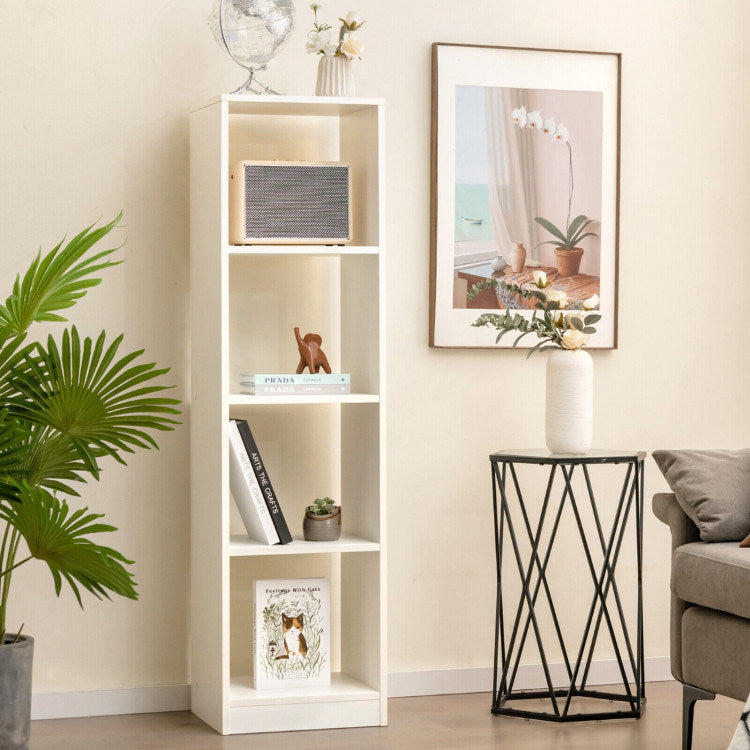 5 Tiers 4-Cube Narrow Bookshelf with 4 Anti-Tipping Kits