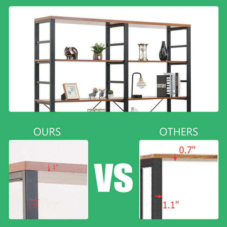 80 Inch Freestanding Industrial Double Wide 6-Shelf Bookcase