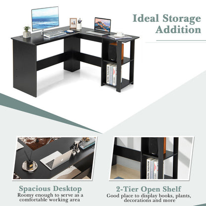 L Shaped Corner Computer Desk with Storage Shelves