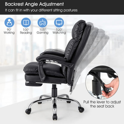 Ergonomic Adjustable Swivel Office Chair with Retractable Footrest