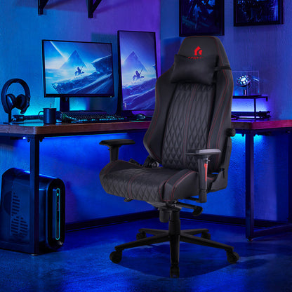 Adjustable Gaming Chair with Gas Lift 4D Armrest and Lumbar Support