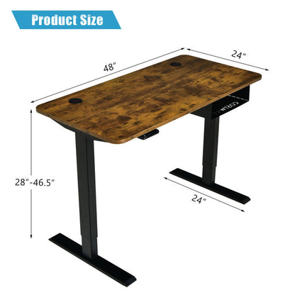 48-inch Electric Height Adjustable Standing Desk with USB Port