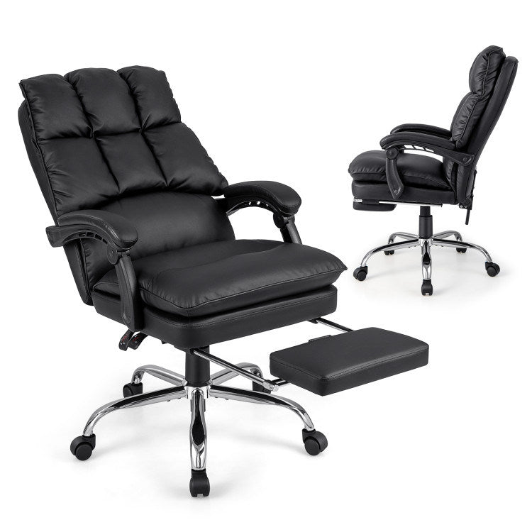 Ergonomic Adjustable Swivel Office Chair with Retractable Footrest