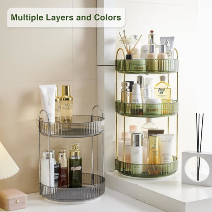 Rotating Makeup Organizer Acrylic Perfume Organizer Clear Skincare Organizer Cosmetics Organizer for Vanity Countertop