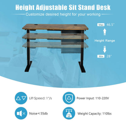 48-inch Electric Height Adjustable Standing Desk with USB Port