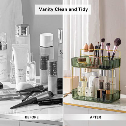 Rotating Makeup Organizer Acrylic Perfume Organizer Clear Skincare Organizer Cosmetics Organizer for Vanity Countertop