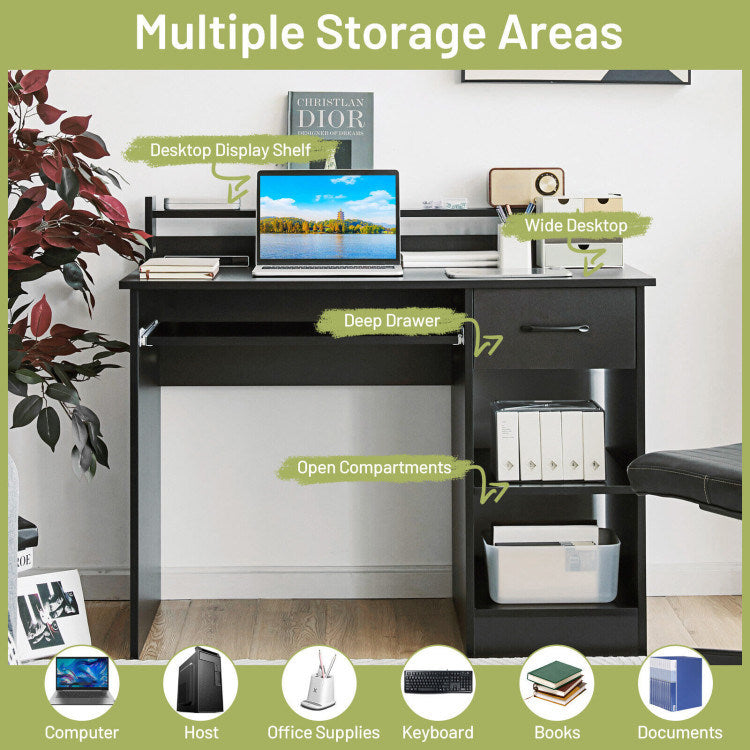 Study Laptop Table with Drawer and Keyboard Tray