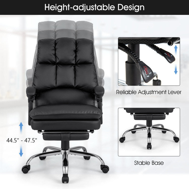 Ergonomic Adjustable Swivel Office Chair with Retractable Footrest