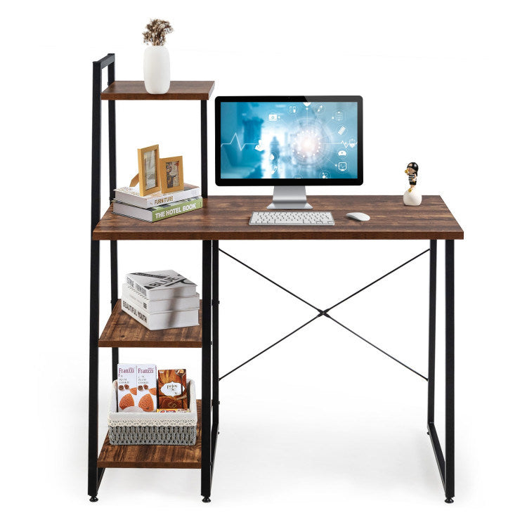 Compact Computer Desk Workstation with 4 Tier Shelves for Home and Office