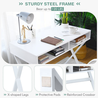 Modern Computer Desk Makeup Vanity Table with 2 Storage Compartments