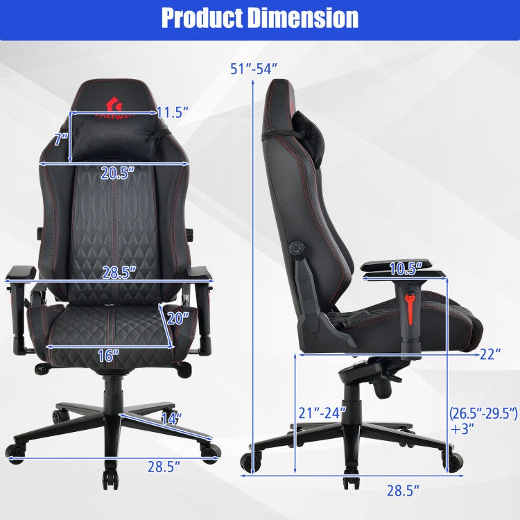 Adjustable Gaming Chair with Gas Lift 4D Armrest and Lumbar Support