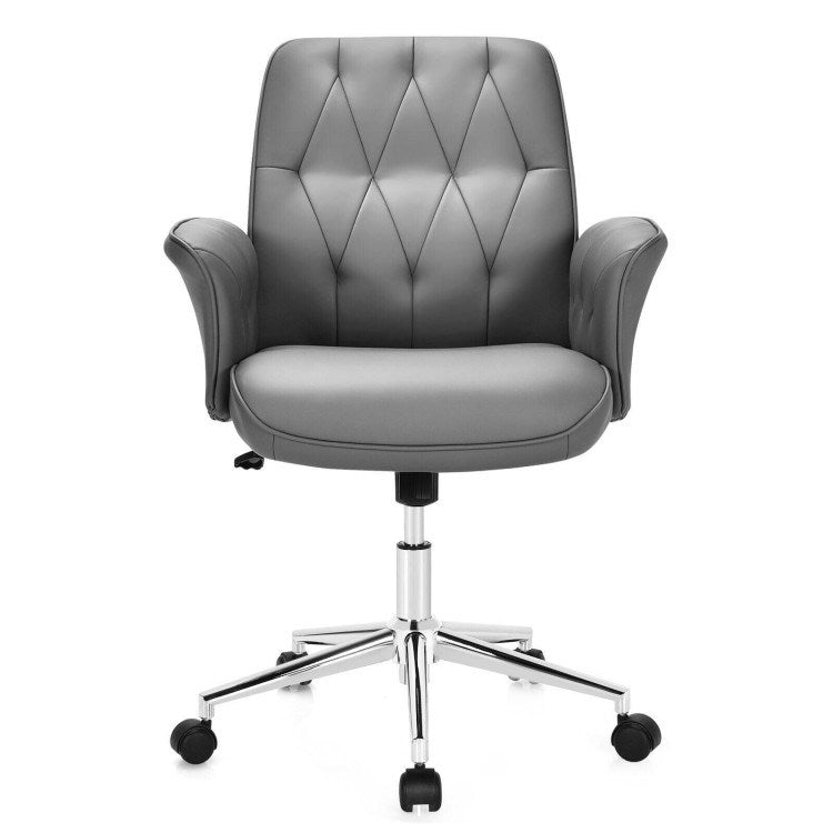 Modern Home Office Leisure Chair PU Leather Adjustable Swivel with Armrest