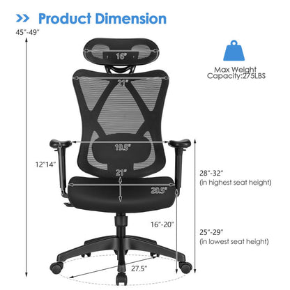 High Back Mesh Executive Chair with Adjustable Lumbar Support