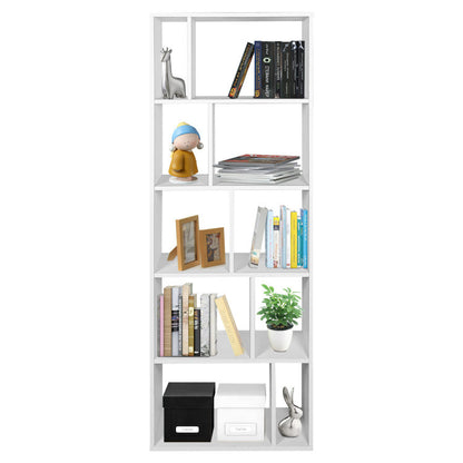 66 Inch Tall 5 Tiers Wood Bookshelf with 10 Open Compartments