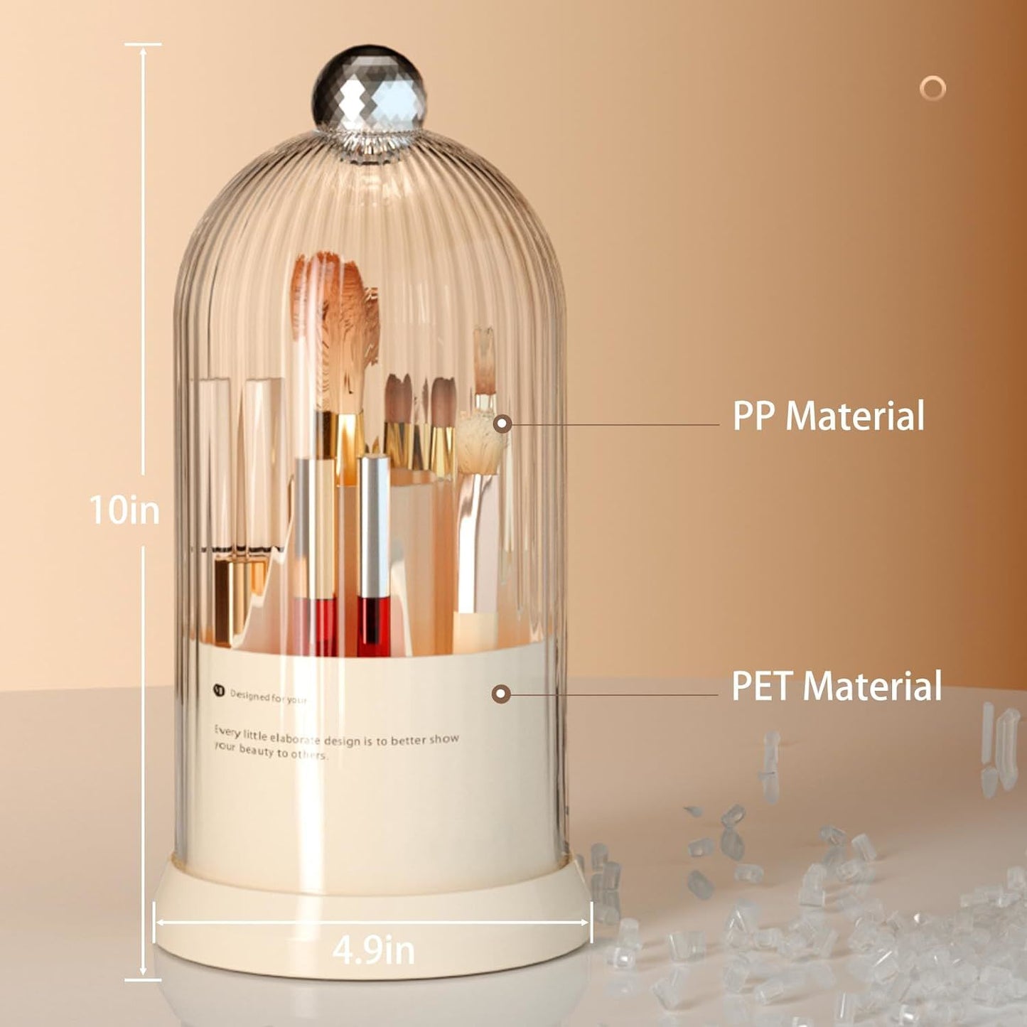 Makeup Brush Holder Organizer with Lid Rotating Makeup Organizer Clear Lipstick Organizer with Cover Dustproof Eyeliners Display Case for Vanity