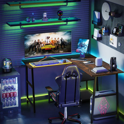 L-Shaped Corner Computer Desk with Storage Shelves