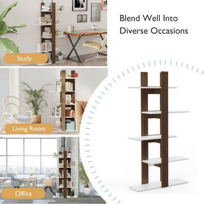 5-Tier Freestanding Bookshelf with Anti-Toppling Device