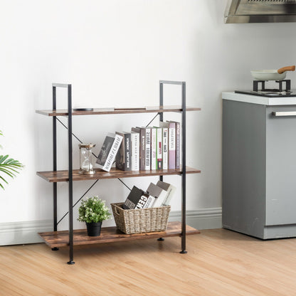 3/5 Tiers Industrial Bookcase with Metal Frame for Home Office