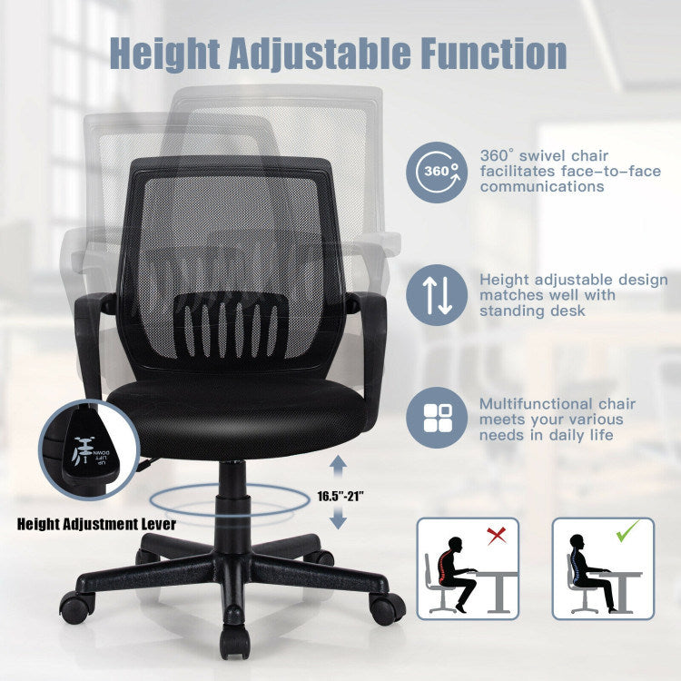 Mid-Back Mesh Height Adjustable Executive Chair with Lumbar Support