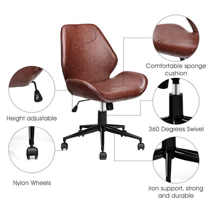 Office Home Leisure Mid-back PU Upholstered Rolling Chair