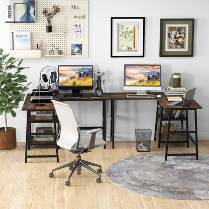 L-Shaped Corner Computer Desk with Storage Shelves