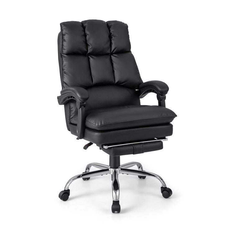 Ergonomic Adjustable Swivel Office Chair with Retractable Footrest