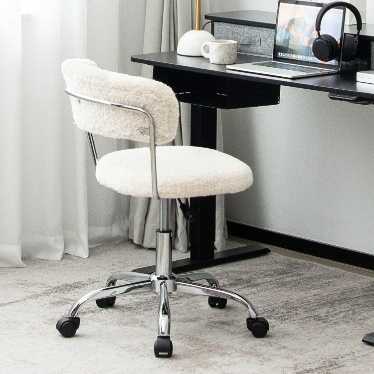 Computer Desk Chair Adjustable Sherpa Office Chair Swivel Vanity Chair