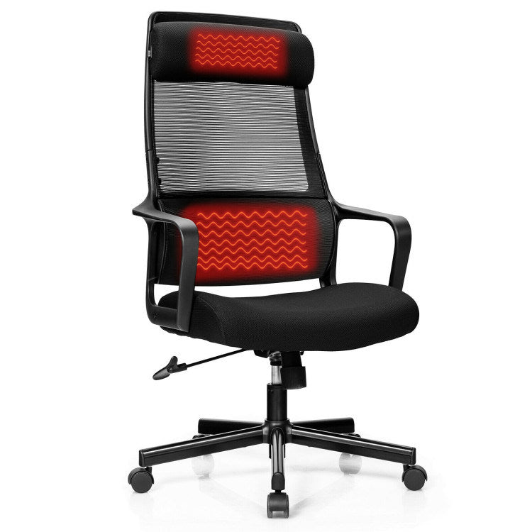 High Back Mesh Office Chair with Heating Headrest