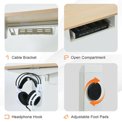 48-Inch Electric Standing Adjustable Desk with Control Panel and USB Port