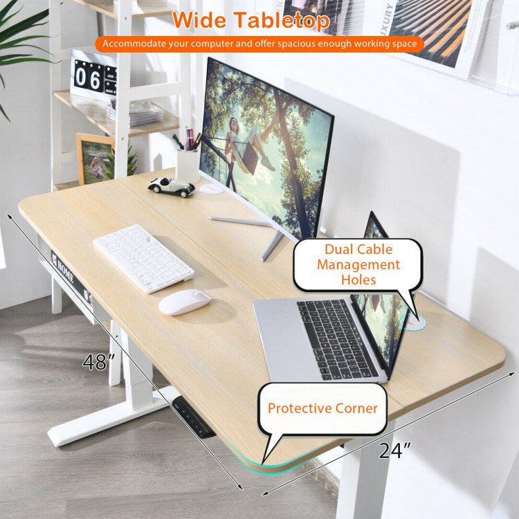 48-Inch Electric Standing Adjustable Desk with Control Panel and USB Port