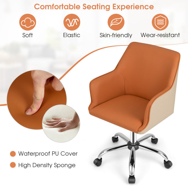 PU Covered Office Chair with Adjustable Height and Sponge Padded Cushion