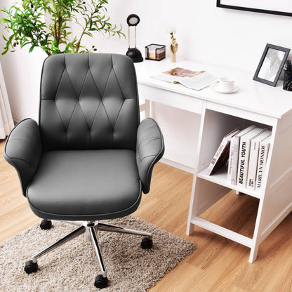 Modern Home Office Leisure Chair PU Leather Adjustable Swivel with Armrest