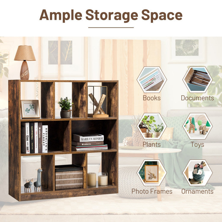 Open Compartments Industrial Freestanding Bookshelf for Decorations