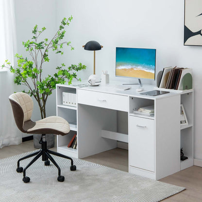 Sewing Craft Table Home Office Computer Desk with Storage Shelves and Drawer