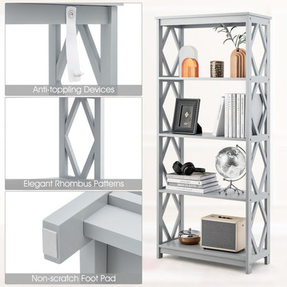 5-Tier Modern Freestanding Bookcase with Open Shelves