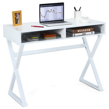 Modern Computer Desk Makeup Vanity Table with 2 Storage Compartments