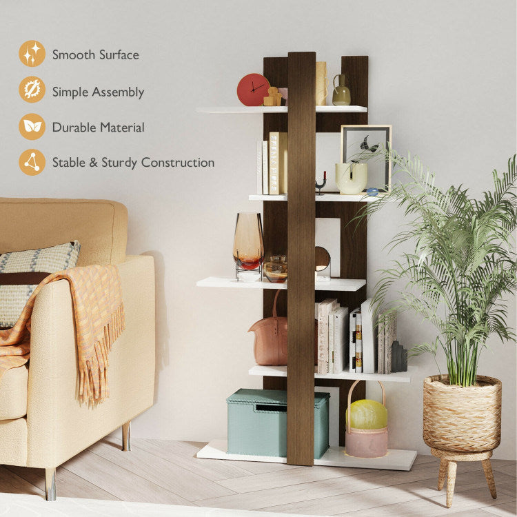 5-Tier Freestanding Bookshelf with Anti-Toppling Device