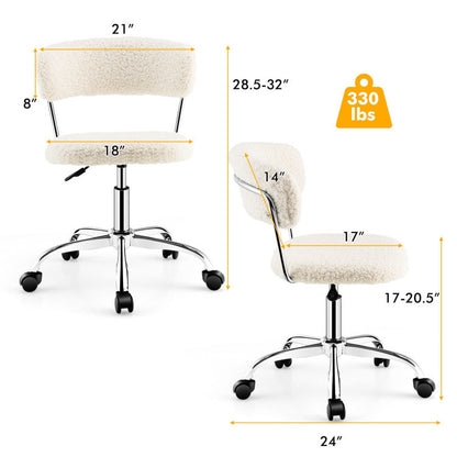 Computer Desk Chair Adjustable Sherpa Office Chair Swivel Vanity Chair