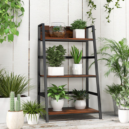 3-Tier Ladder Industrial Bookshelf with Metal Frame