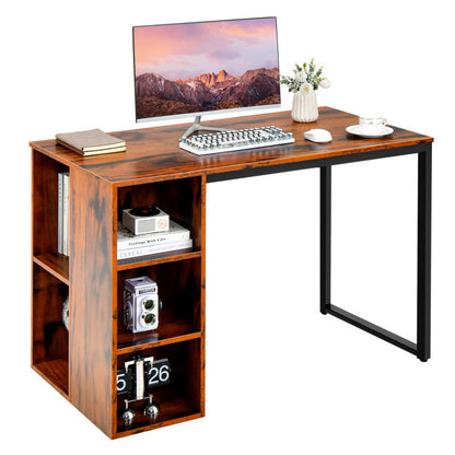 Computer Desk with 5 Side Shelves and Metal Frame