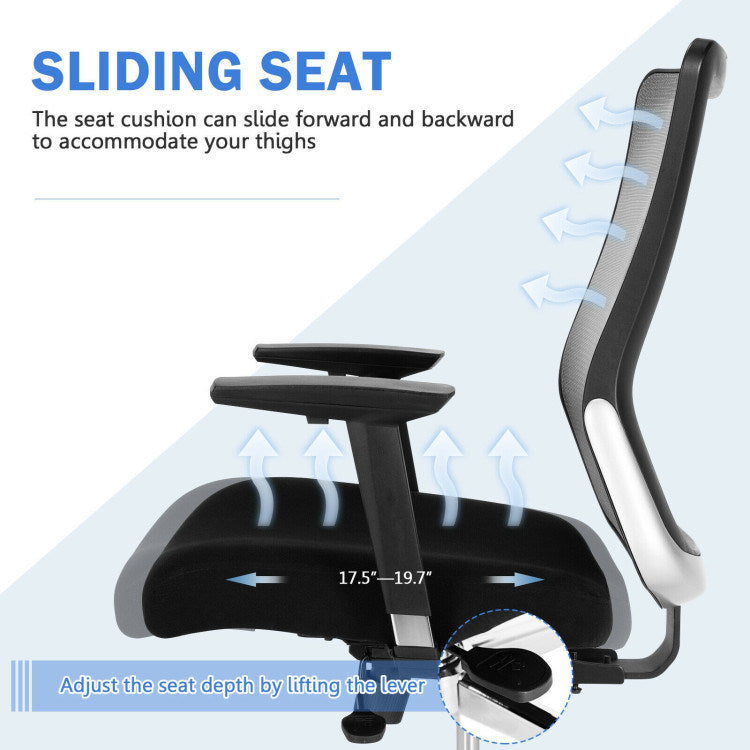 Ergonomic Mesh Office Chair Sliding Seat Height Adjustable with Armrest